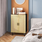 HOMCOM Boho 28.7" L Sideboard - Black-Three compartments maximize storage space