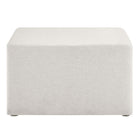 Modway Callum Large 28" Square Woven Heathered Fabric Upholstered Ottoman - Heathered Weave/Ivory-7