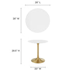 Modway Lippa 28" Round Wood Dining Table - Gold White-Lacquered MDF Tabletop