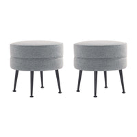 Manhattan Comfort Bailey 18.11" Mid-Century Modern Polyester Blend Upholstered Ottoman - Grey with Black Legs - 2 Pack-Mid-Century Modern Ottoman Perfect for Living Room Use