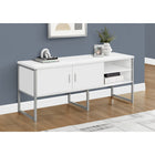 Monarch Specialties 72" L Office Credenza - Storage - White Laminate - Silver Metal-Ample storage space with fixed shelving along the length of the credenza and flexible placement of storage doors that can be assembled on either side for documents, study materials, and electronic devices