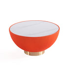 Manhattan Comfort Anderson Modern Leatherette Upholstered Coffee Table and End Tables - Orange - Set of 3-28.15" L x 28.15" W x 21.61" H