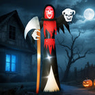 Outsunny 12' Lit Inflatable Grim Reaper Halloween Decoration-Colour: Black, Red 