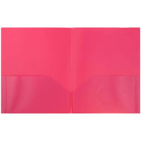 JAM Paper Plastic Two-Pocket School POP Folders - Pink - 6 Pack-Colour: Fuschia Pink Folder