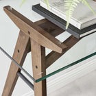 Modway - Steadfast Plateau en verre Bureau - Noyer-Socle de pont en caoutchouc