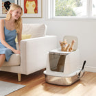 PawHut - Grande litière pour chat en acier inoxydable avec couvercle, pelle en métal 20,6 po L x 16,3 po l x 15,7 po H - blanc-Les surfaces anti-rayures conservent une apparence impeccable au fil du temps 