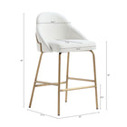 Manhattan Comfort Gracie 22" Modern Leatherette Upholstered Counter Stool - White and Gold - 2 Pack-Upholstered in Luxurious Leatherette with Fine Stitching 