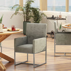 Manhattan Comfort Element 23.74" Modern Velvet Upholstered Dining Chair - Steel-Open Industrial Design Stainless Steel Metal Frame Base with Chrome Finish