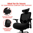 Staples - Fauteuil pivotant ergonomique en tissu Hyken XL pour les utilisateurs grands et costauds - Noir-Le dossier en filet respirant favorise la circulation d’air et offre un soutien fiable et enveloppant
