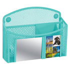 Locker Gear - Caddy magnétique en maille avec miroir pour casier - Sarcelle-Design pratique - quatre compartiments pour un rangement organisé et un miroir détachable
