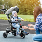 Aosom - tricycle 6-en-1 pour tout-petits avec siège pivotant - gris-Poignée de poussée parentale amovible, canopy, repose-pieds semi-inclinable et barre de sécurité 