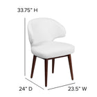 Flash Furniture Comfort Back Series Leather Side Reception Chair with Walnut Legs - White-LeatherSoft is leather and polyurethane for added Softness and Durability