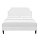 Modway Sienna Performance Velvet Queen Platform Bed with Black Wood Legs - White-Bed Frame Weight Capacity: 800 lb