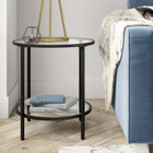 Hudson&Canal Sivil 20"W Round Side Table with Glass Shelf - Blackened Bronze-Features easy assembly