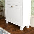 HOMCOM Narrow Shoe Cabinet with 2 Flip Drawers for Storage - White-Made from painted MDF and particleboard for durability