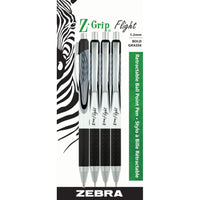 Zebra Z-Grip Flight Ballpoint Pens Retractable – 1.2 mm – Black – 4 Pack-Ultra-smooth, low-viscosity ink glides over the paper with minimal pressure
