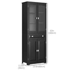 HOMCOM - Armoire de cuisine 63 po avec étagères réglables et porte en verre - noir-Tiroir central avec poignées et glissières métalliques douces pour ranger facilement serviettes, torchons et couverts 
