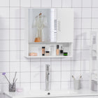 Kleankin Wall Mount Bathroom Mirror Cabinet - White-Mirror outside for better preparation for morning makeup or shaving 