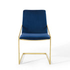 Modway Pitch Performance Velvet Dining Armchair - Gold/Navy - 2 Pack-Chair Weight Capacity: 330 lbs.