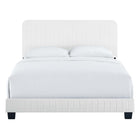 Modway Celine Channel Tufted Performance Velvet Queen Bed - White-Performance Velvet Upholstery