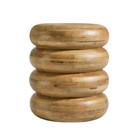 Modway Ellery Round Stacked Wood Side Table - Natural-Round Curved Side Table
