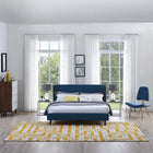 Modway Nahia Geometric Maze Area Rug - 8 ft W x 10 ft L - Ivory Light Grey/Banana Yellow-Tight Low Pile Weave