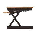 Rocelco 32" Ergonomic Adjustable Height Sit Stand Desk Riser with Easy Up-Down Handles - Teak-Side handles for easy height adjustment
