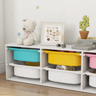 Qaba - Organisateur de rangement pour jouets enfants avec 6 bacs en plastique amovibles, boîte à jouets à 2 niveaux pour trier livres et objets de jeu - blanc-Structure stable supportant jusqu'à 22 lb (10 kg) pour une utilisation quotidienne  
