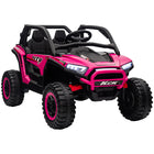 Qaba 2 Seater 24V 7AH Ride on Truck w/ Spring Suspension - Pink-Spacious seats accommodate two kids comfortably 