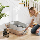PawHut Stainless Steel Cat Litter Box with Metal Litter Scoop - 23.7" L x 15.8" W - Grey-XL cat litter box fits cats up to 15.4 lbs. (7 kg), great for multi-cat homes 