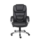 Nicer Furniture - fauteuil de direction en cuir PU à dossier haut - noir-Recouvert de cuir PU noir ou de LeatherSoft qui est en cuir et polyuréthane pour plus de douceur et de durabilité ; la conception du siège en cascade aide à réduire la fatigue des jambes et à améliorer la circulation sanguine