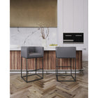 Manhattan Comfort - Tabouret de bar Embassy 21" style milieu du siècle moderne, rembourré en similicuir - gris et noir - lot de 2-Conception moderne du cadre carré en métal durable