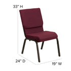 Flash Furniture – Chaise d’église empilable Hercules 18,5 po larg., siège 4,25 po épais, motif bourgogne, structure dorée-Cadre en acier de calibre 16