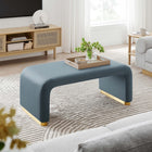 Modway - Koda Performance Velvet Ottoman de la cascade - Bleu Cadet en Laiton-Socle métallique