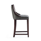 Manhattan Comfort - Fifth Avenue tabouret de comptoir traditionnel de 19" en similicuir rembourré - gris galet-Comprend une base de repose-pieds