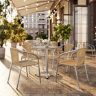 Flash Furniture – Table carrée de 23,5 po en aluminium/4 chaises en rotin beige, intérieur/extérieur TLH-ALUM-24SQ-020BGECHR4-GG-Pour quatre personnes