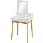 HOMCOM Makeup Vanity Desk with Flip Top Mirror - 23.6" L x 19.7" W x 33.7" H - White-Features a flip-up mirror, bringing convenience to makeup and hairstyling time 
