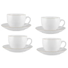 Maxwell & Williams White and Gold Teacup and Saucers - 260 ml - 4 Pack-Handwashing Recommended