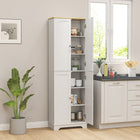 HOMCOM 72" H Tall Pantry Cabinet with 4 Doors - White-Four three-level adjustable shelves offer flexible storage solutions 