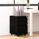 Vinsetto - Armoire à dossiers en acier Letter/A4/Legal avec serrure et barre de suspension - noir-Trois tiroirs avec un plateau à crayons amovible augmentent les options de rangement 
