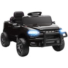 Qaba 12V Licensed Dodge RAM 3500 Electric Kids Ride on Car - Black-Licensed Dodge RAM 3500 for kids' fun and adventure 