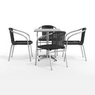 Flash Furniture 23.5'' Square Aluminum Indoor-Outdoor Table with 4 Black Rattan Chairs (TLH-ALUM-24SQ-020BKCHR4-GG)-Warranty: 5 Year Limited (non moving metal parts), 2 years on moving parts (details with product)