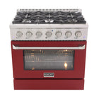 Kucht - 36 po Série KDF Cuisinière Pro Style au gaz naturel - Acier inoxydable/Rouge-Cuisinez et pâtissez comme un professionnel avec le four à convection extra-large de 5,2 pi³, configuration à 5 grilles et grande fenêtre de four