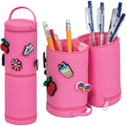 Merangue - Trousse en silicone avec 6 breloques - Rose-Trousse roulée avec trois fermetures éclair et compartiment caché