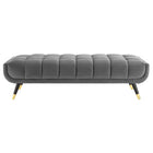 Modway Adept 60" Performance Velvet Bench - Grey-Some Assembly Required