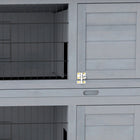PawHut 2-Tier Wooden Rabbit Hutch - Grey-Asphalt shingle roof provides long lasting weather protection 