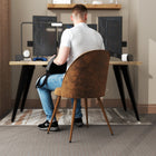 Homy Casa Upholstered Guest Chairs - Suede Brown Fabric - 2 Pack-Adjustable height with stable metal legs for customizable seating comfort.