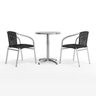 Table ronde en aluminium de 23,5 po avec 2 chaises en rotin noir, intérieur/extérieur (TLH-ALUM-24RD-020BKCHR2-GG)-4