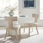 Modway Peregrine Wood and Fabric Upholstered Dining Chairs - Natural/Heathered Weave Ivory - 2 Pack-Heathered Weave Fabric Upholstery