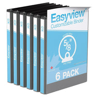 Davis Group Easyview Premium Binder - Round Ring - Customizable - 5/8" - Black - 6 Pack-3 Ring Binder